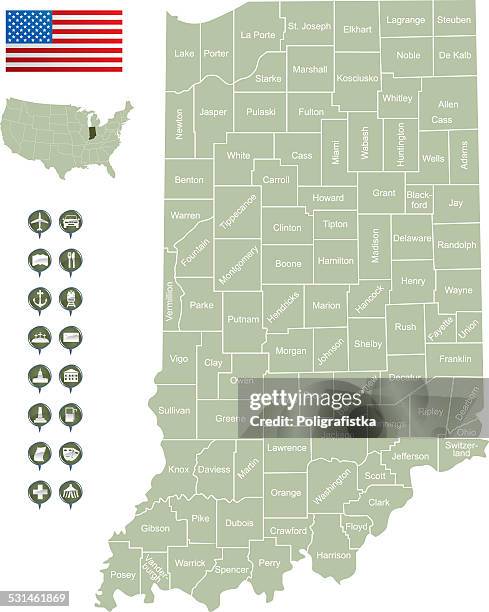 map of indiana - south bend indiana stock illustrations