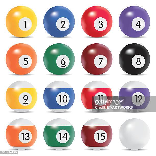 vector billiard balls - cue ball stock illustrations