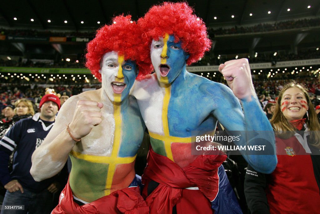 Two British and Irish Lions fans brave t