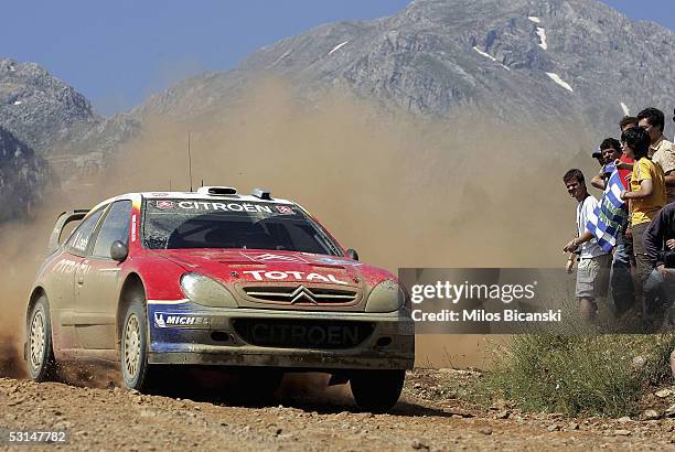 Sebastien Loeb of France in action in his Citreon Xsara WRC during Day Two of the Acropolis Rally of Greece on June 25, 2005 in Greece.