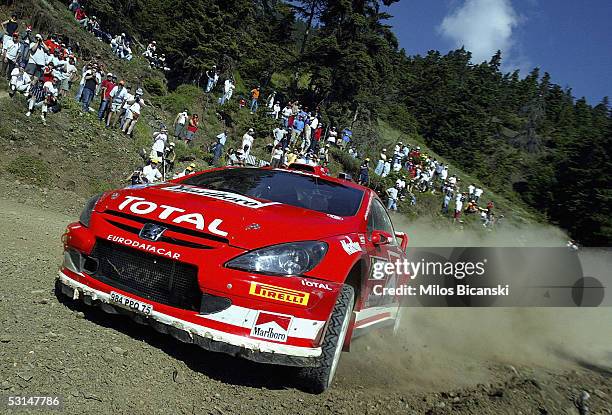 Marcus Gronholm of Finland in action in his Peugeot 307 WRC during Day Two of the Acropolis Rally of Greece on June 25, 2005 in Greece.