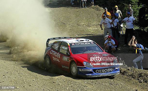 Sebastien Loeb of France in action in his Citreon Xsara WRC during Day Two of the Acropolis Rally of Greece on June 25, 2005 in Greece.