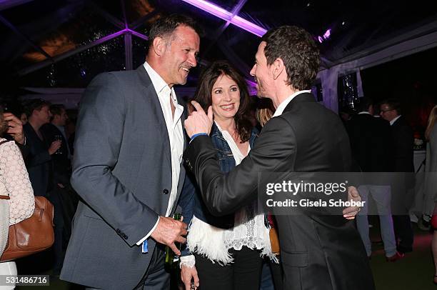 Iris Berben and her partner Heiko Kiesow and her son Oliver Berben and his wife Katrin Berben during the German Films Reception at the annual 69th...