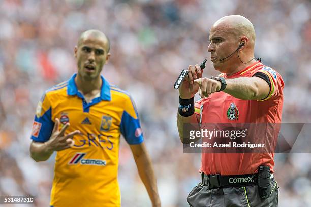 Referee Francisco Chacon in action during the quarter finals second leg match between Monterrey and Tigres UANL as part of the Clausura 2016 Liga MX...