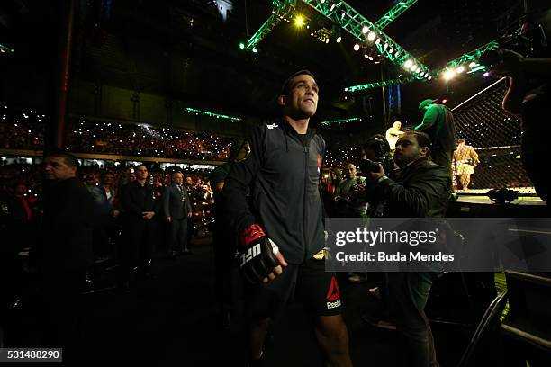 Fabricio Werdum of Brazil prepares to enter the Octagon before facing Stipe Miocic of the United States in their heavyweight bout during the UFC 198...