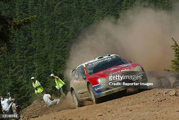 Sebastien Loeb and Daniel Elena drive their Citroen Total during day two of the Acropolis Rally of Greece June 25, 2005 in Lamia, Greece.