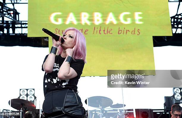 Recording artist Shirley Manson of music group Garbage performs onstage at KROQ Weenie Roast 2016 at Irvine Meadows Amphitheatre on May 14, 2016 in...
