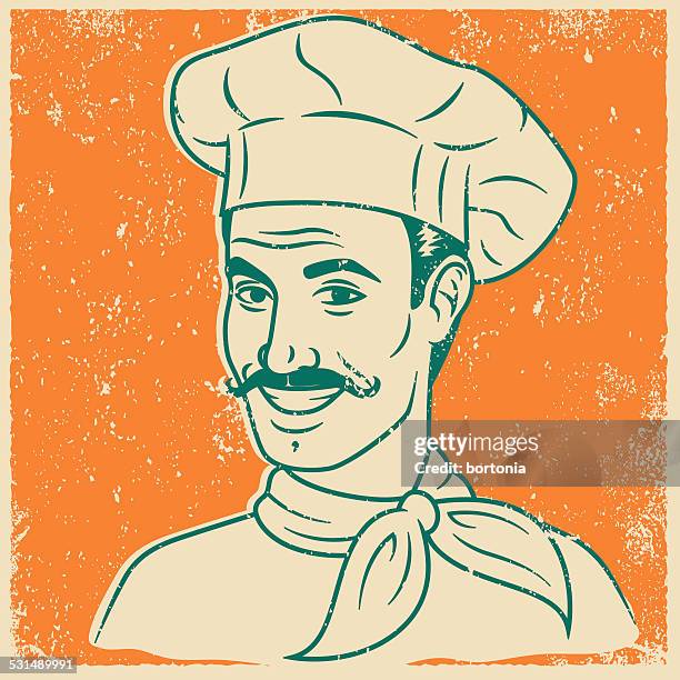 retro screen print chef - printing services stock illustrations