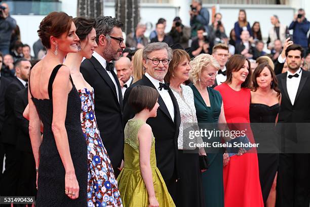 Lucy Dahl, Rebecca Hall, Jemaine Clement, Ruby Barnhill, Steven Spilberg, Penelope Wilton, Claire van Kampen and Frank Marshall attend "The BFG "...