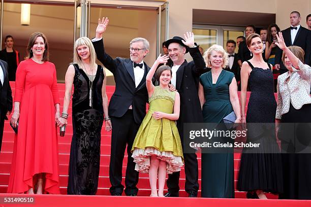 Kathleen Kennedy, Kate Capshaw, Steven Spielberg, Ruby Barnhill, Mark Rylance, Claire van Kampen, Lucy Dahl and Penelope Wilton attend "The BFG "...