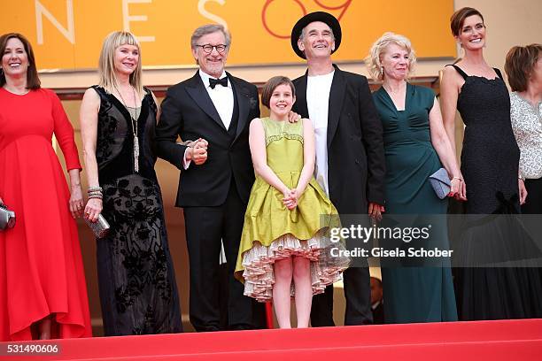 Frank Marshall, Kathleen Kennedy, Kate Capshaw, Steven Spielberg, Ruby Barnhill, Mark Rylance, Claire van Kampen and Lucy Dahl attend "The BFG "...