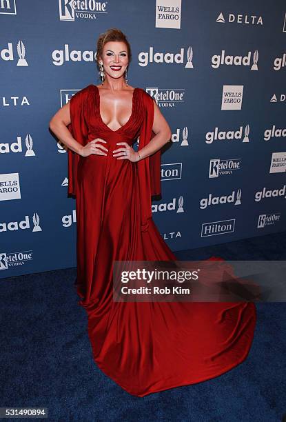 Vinna Rouge arrives for the 27th Annual GLAAD Media Awards at The Waldorf=Astoria on May 14, 2016 in New York City.