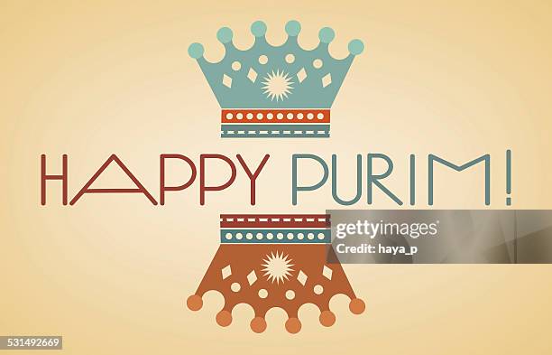 purim crown with text happy purim - purim stock illustrations