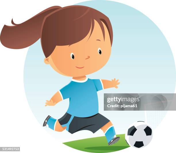 illustrations, cliparts, dessins animés et icônes de fille de football - joueur de football