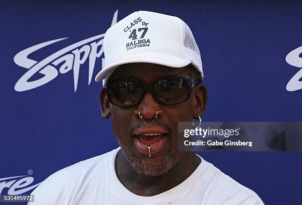 Former NBA player Dennis Rodman attends Sapphire Pool & Day Club to celebrate his birthday on May 14, 2016 in Las Vegas, Nevada.