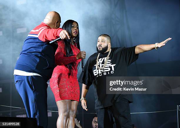 Recording artists Fat Joe, Remy Ma and DJ Khaled perform onstage during "The Formation World Tour" at the Rose Bowl on May 14, 2016 in Pasadena,...