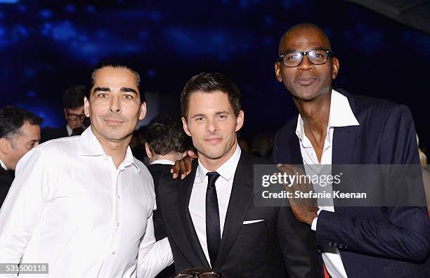 Allan DiCastro, James Marsden and Mark Bradford attend the MOCA Gala 2016 at The Geffen Contemporary at MOCA on May 14, 2016 in Los Angeles,...