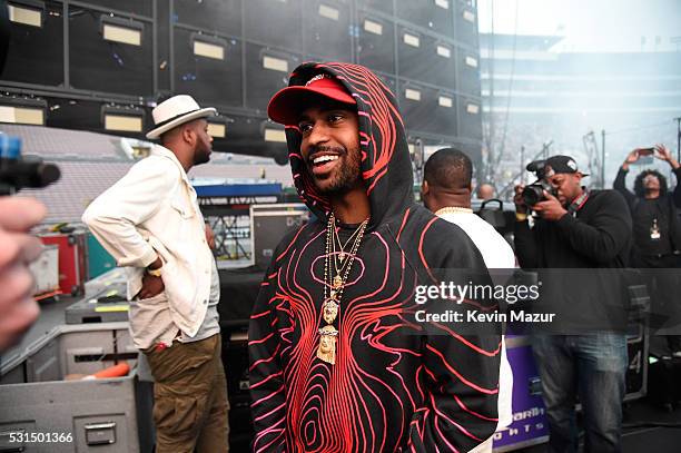 Recording artist Big Sean walks backstage during "The Formation World Tour" at the Rose Bowl on May 14, 2016 in Pasadena, California.
