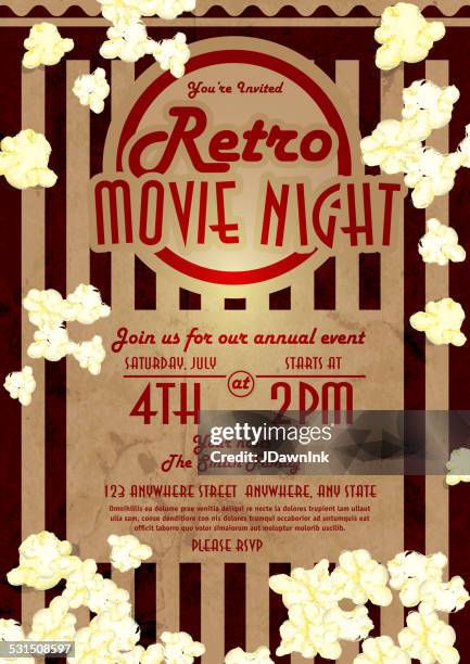 retro movie night invitation design template - popcorn 幅插畫檔、美工圖案、卡通及圖標