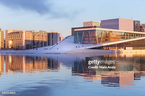 cityscape of oslo, norway. - ópera - fotografias e filmes do acervo