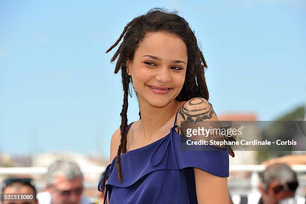 Actress Sasha Lane attends the "American Honey" photocall during the 69th annual Cannes Film Festival at the Palais des Festivals on May 15, 2016 in...