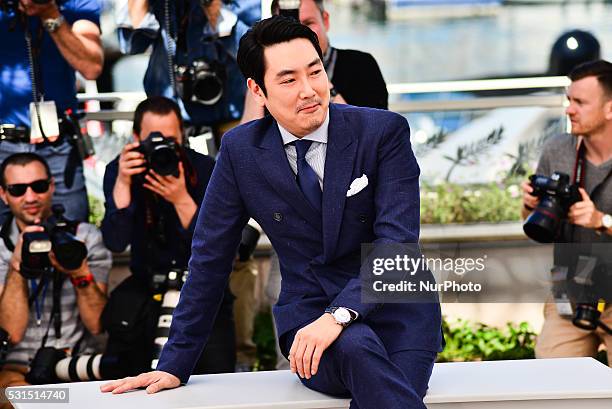 Cho Jin-Woong attends 'The Handmaiden ' photocall during the 69th annual Cannes Film Festival at the Palais des Festivals on May 14, 2016 in Cannes,...