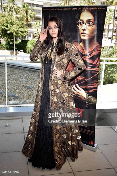 Actress Aishwarya Rai attends "Sarbjit" Photocall during The 69th Annual Cannes Film Festival at the Palais des Festivals on May 15, 2016 in Cannes,...