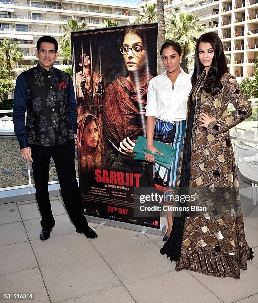 Actors Darshan Kumaar, Aishwarya Rai and Richa Chadha attend "Sarbjit" Photocall during The 69th Annual Cannes Film Festival at the Palais des...