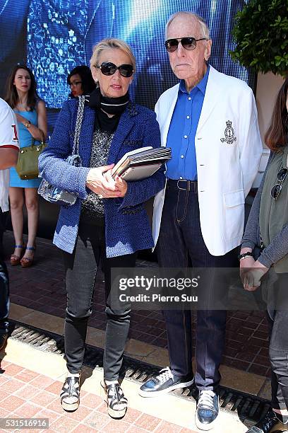 Director Max Von Sydow and his Wife Catherine Brelet pose at the Majestic Hotel during the 69th Annual Cannes Film Festival on May 15, 2016 in...