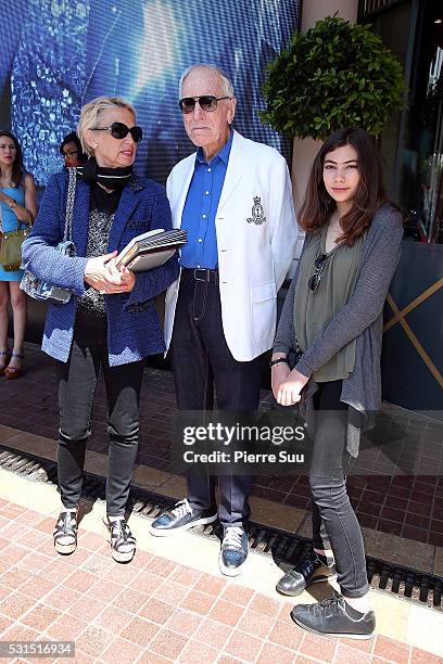 Director Max Von Sydow and his Wife Catherine Brelet pose at the Majestic Hotel during the 69th Annual Cannes Film Festival on May 15, 2016 in...