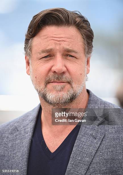 Actor Russell Crowe attends "The Nice Guys" photocall during the 69th annual Cannes Film Festival at the Palais des Festivals on May 15, 2016 in...