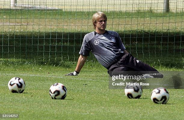 Timo Hildebrand goalkeeper of Germany seen during the training session of the German National Team for the FIFA Confederations Cup 2005 on June 27,...
