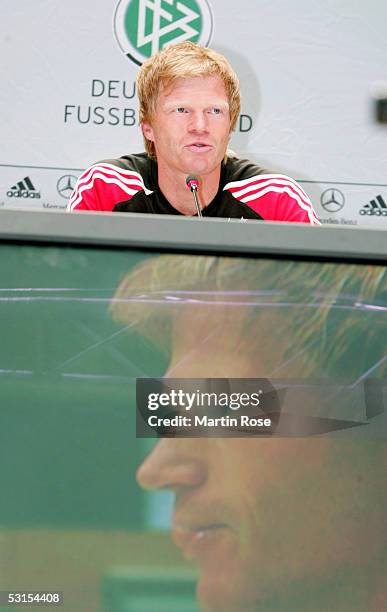 Oliver Kahn goalkeeper of Germany poses during the press conference of the German National Team for the FIFA Confederations Cup 2005 on June 27, 2005...