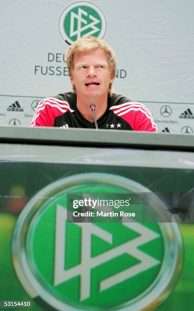 Oliver Kahn goalkeeper of Germany poses during the press conference of the German National Team for the FIFA Confederations Cup 2005 on June 27, 2005...