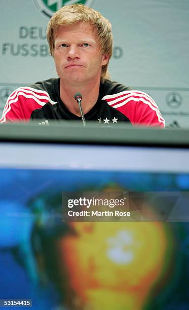 Oliver Kahn goalkeeper of Germany poses during the press conference of the German National Team for the FIFA Confederations Cup 2005 on June 27, 2005...