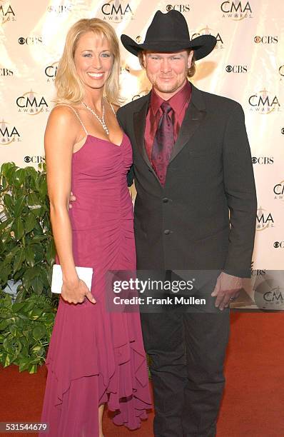 Tracy Lawrence and wife Becca during 38th Annual Country Music Awards - Arrivals at Grand Ole Opry House in Nashville, Tennessee, United States.