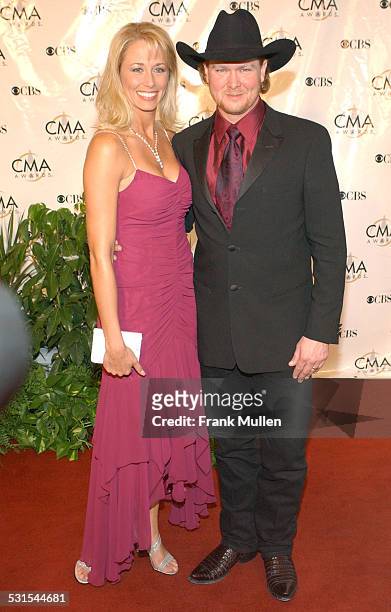 Tracy Lawrence and wife Becca during 38th Annual Country Music Awards - Arrivals at Grand Ole Opry House in Nashville, Tennessee, United States.