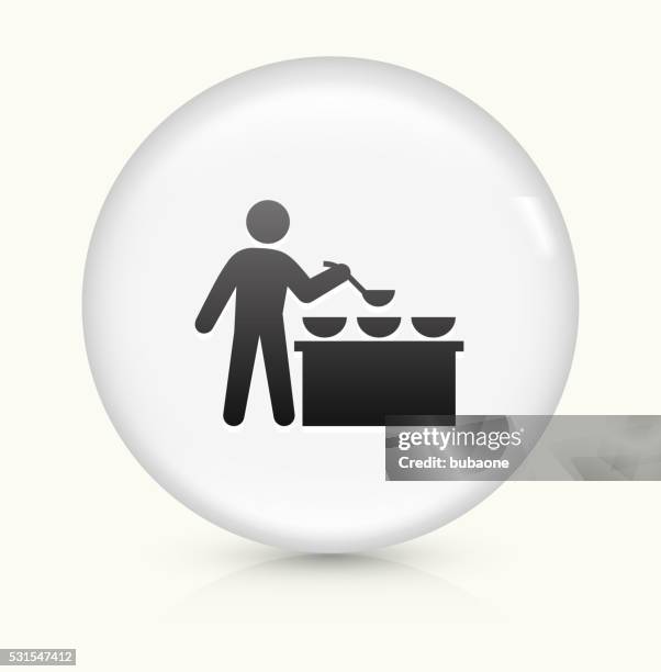 buffet and soup kitchen icon on white round vector button - soup kitchen stock illustrations