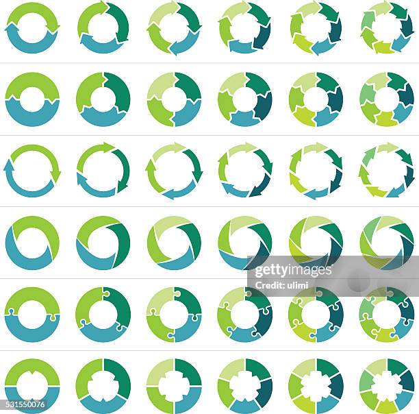 ilustrações, clipart, desenhos animados e ícones de circle infográfico - número 7