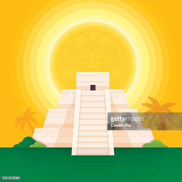 maya pyramid - tribal art stock-grafiken, -clipart, -cartoons und -symbole