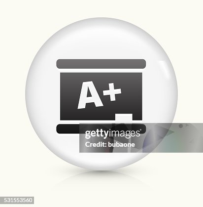 Blackboard and A+ Writing icon on white round vector button Blackboard and A+ Writing icon on white round vector button