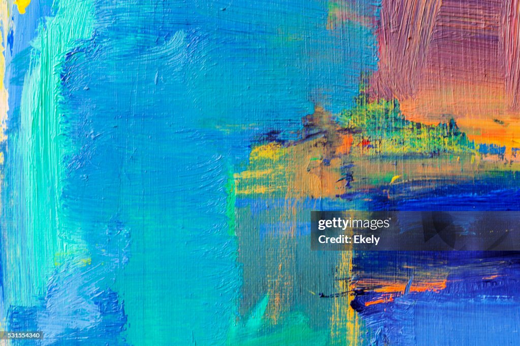 Abstract painted blue green and yellow art backgrounds.