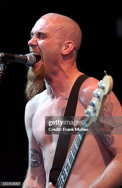 Nick Oliveri of Queens of the Stone Age during Lollapalooza 2003 - Atlanta at Hi-Fi Buys Amphitheater in Atlanta, Georgia, United States.