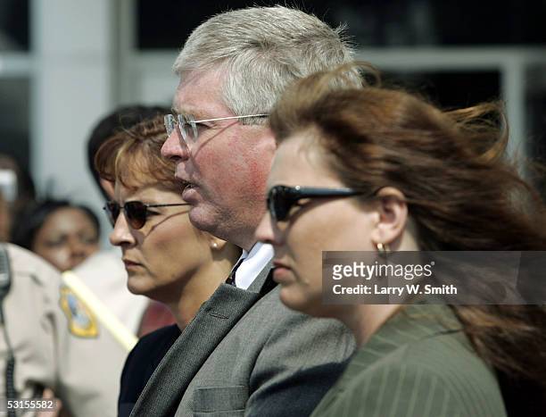 Lead defense attorney Steve Osburn addresses the news media with his defense team outside the Sedgwick County Courthouse after Dennis L. Rader, the...