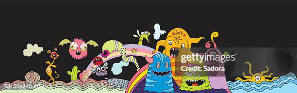 gekritzel kreaturen - monster stock-grafiken, -clipart, -cartoons und -symbole