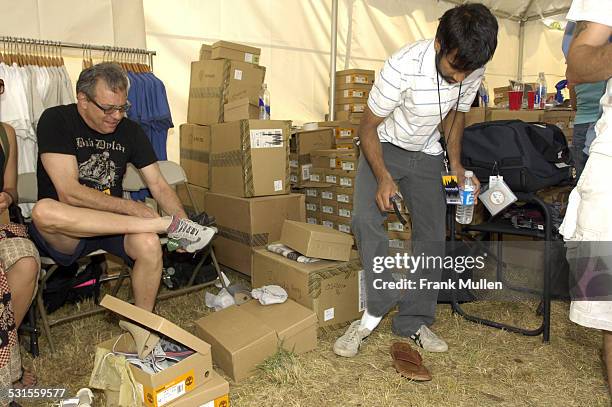 Lewis Black and Aziz Ansari during Timberland Gift Suite 2007 - Day 1 at Artist Hospitality in Manchester, Tennessee, United States.