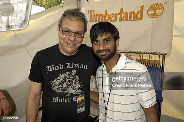 Lewis Black and Aziz Ansari during Timberland Gift Suite 2007 - Day 1 at Artist Hospitality in Manchester, Tennessee, United States.