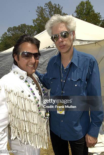 Chuck Baril and Jim Jarmusch during Bonnaroo 2007 - Day 3 - Backstage at Artist Hospitality in Manchester, Tennessee, United States.