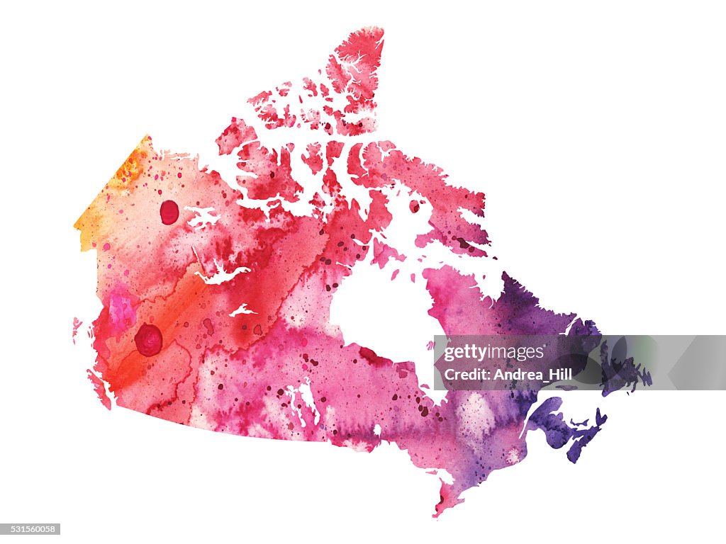 Subtle Canadian Map Map Of Canada With Watercolor Texture Raster Illustration High-Res ...