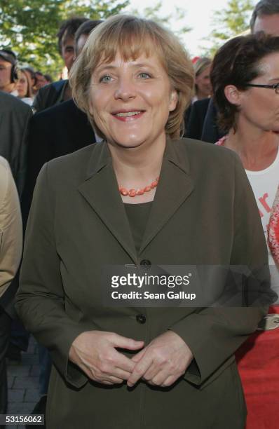 Angela Merkel, head of the CDU political party, Germany's main opposition party, visits the Summer Fest of the represenation of the German state of...